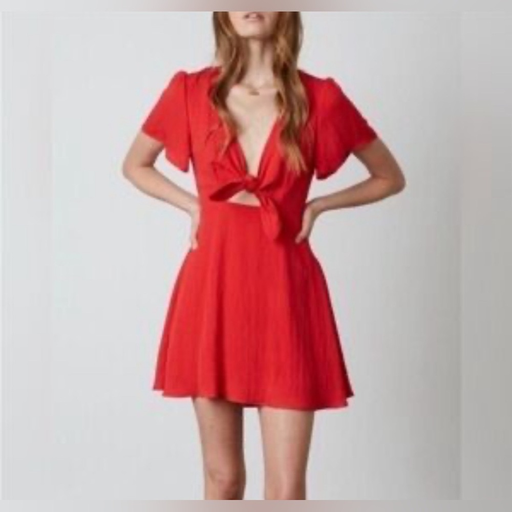 Lulus Red Tie Front Mini Dress